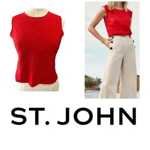 St John Leopard Embossed Print Shell Top Size M Classic Sophisticated Timeless